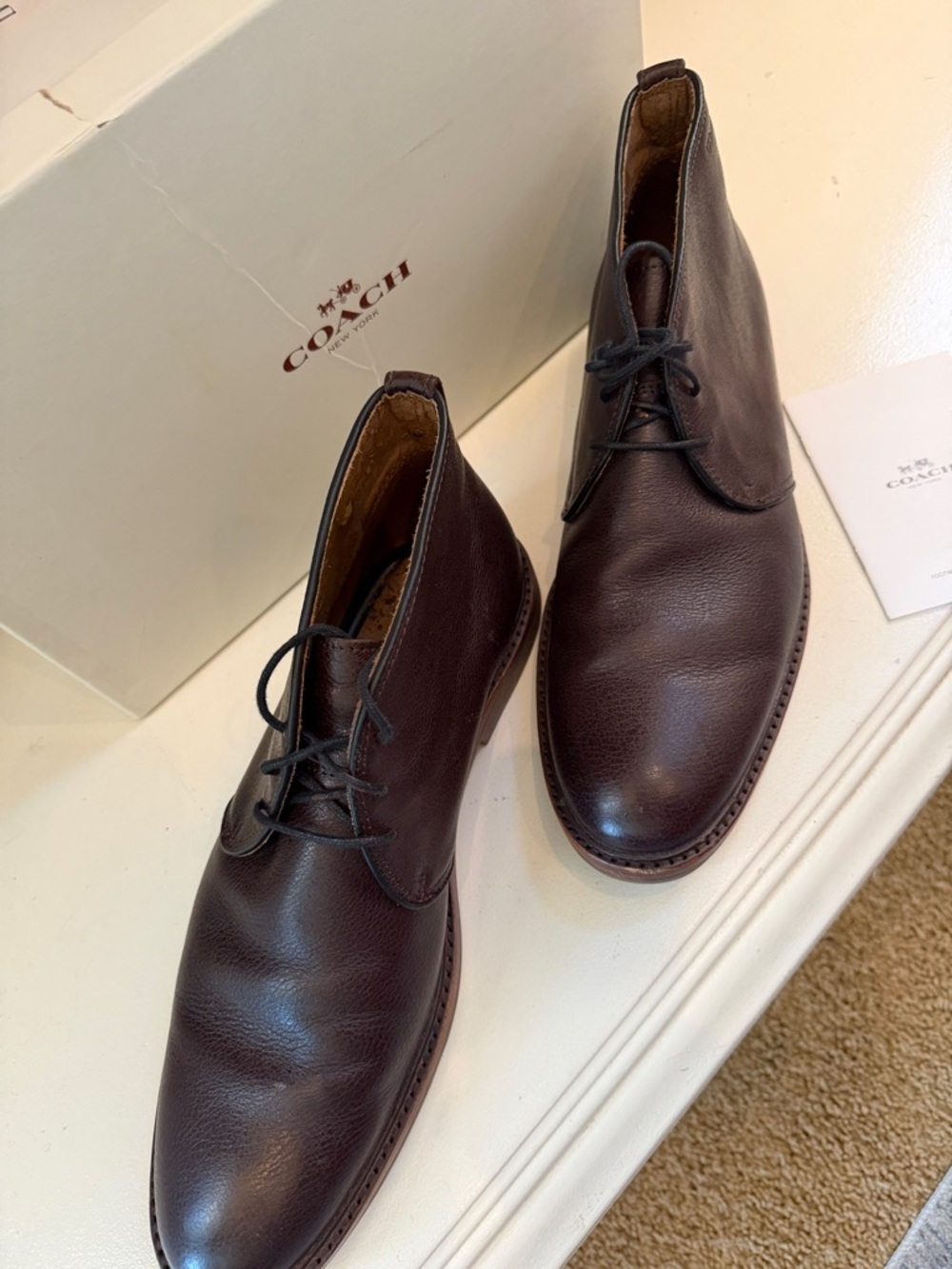 Coach Men's Dark Brown Leather Gavin Mudstone Boots - Picture 2 of 7